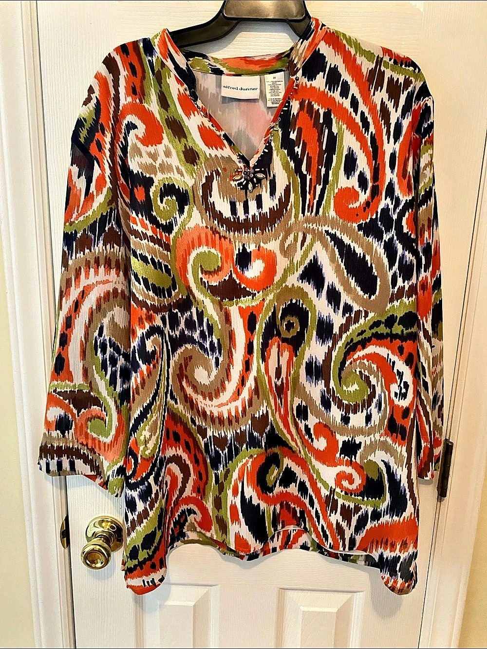 alfred dunner Paisley Blouse in Orange & Blue Size 20